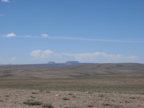 Buttes to the south.
